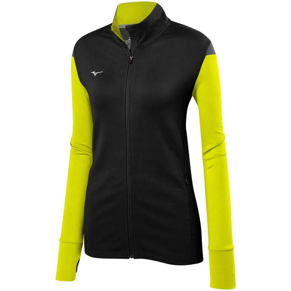 Mizuno Women's Horizon Full Zip Volleyball Jacket Black/Lemon (440660-NIP)